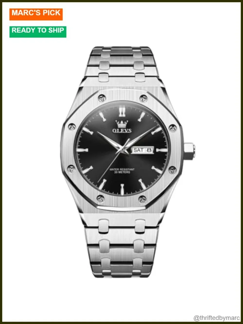 Men's Textured Dial Watch, Durable 316L Stainless Steel, Luminous Hands Water